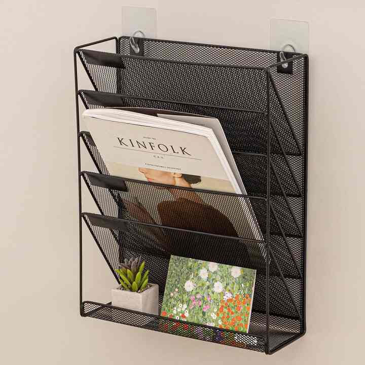 5段 スチール 本棚 ネジなし壁掛け