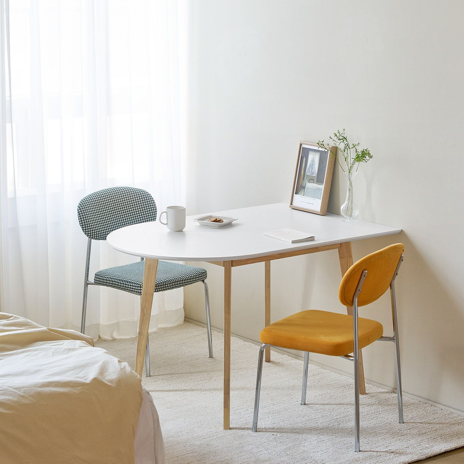 ROOM&HOME Moi 半楕円形 テーブル 120cm［2サイズ］ ホワイト ベージュ