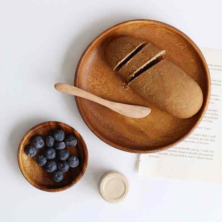 アカシア無垢材 丸型プレート 3点セット