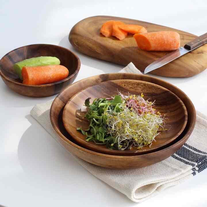 アカシア無垢材 深型 サラダボウル 24cm