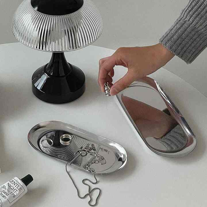 ステンレス 楕円形 アクセサリートレイ［2サイズ］