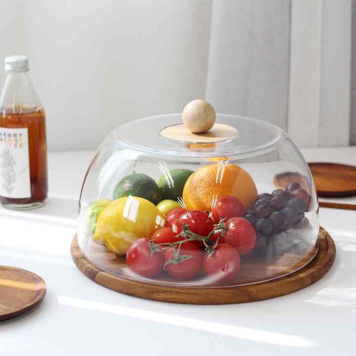 アカシア木材 丸型ドームプレート＆フードカバーセット