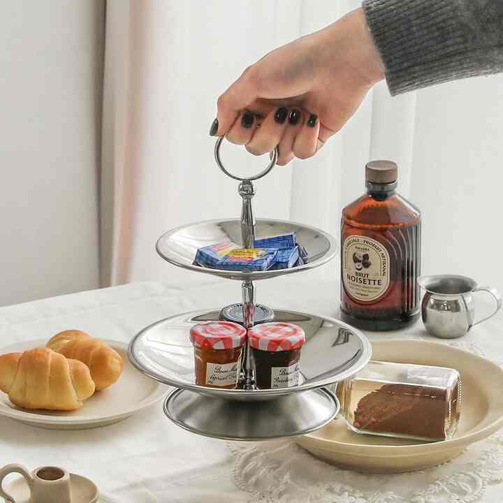 French シルバー 2段 トレー