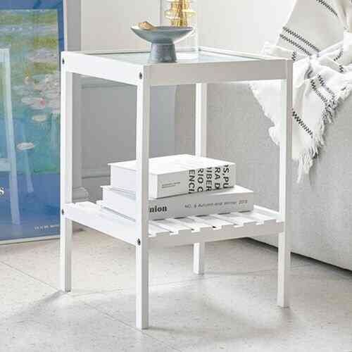 ガラス ウッド サイドテーブル［3色］