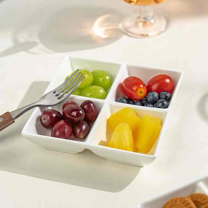 ホワイト ソース皿 4仕切り 14cm