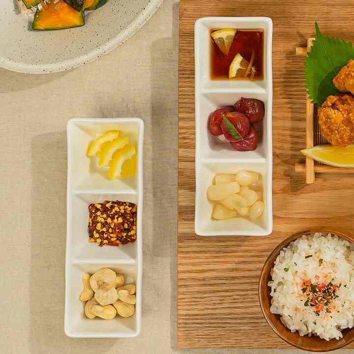 ホワイト ソース皿 3仕切り 18cm