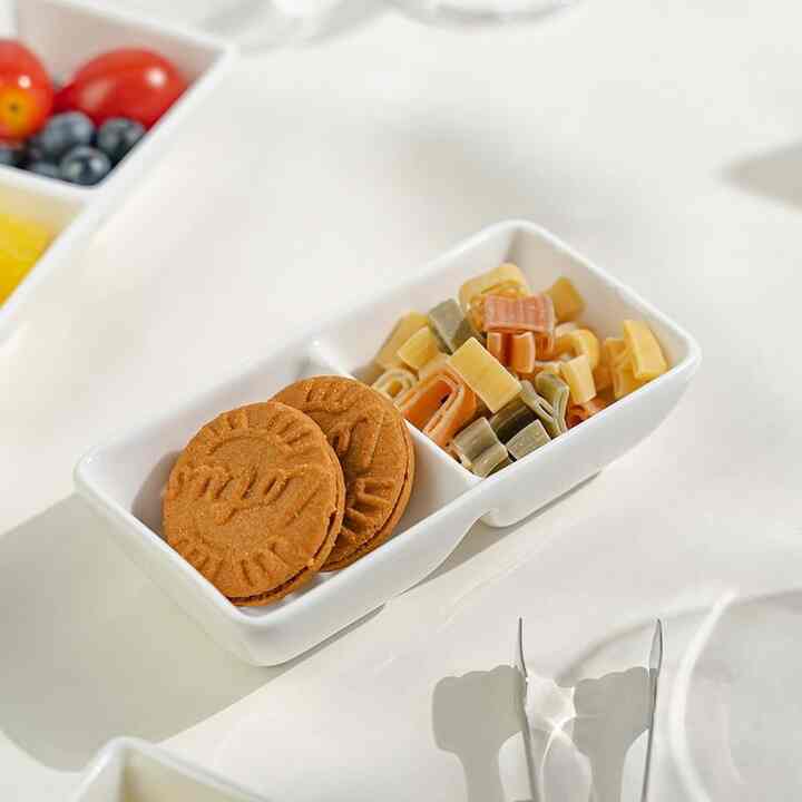 ホワイト ソース皿 2仕切り 13.8cm