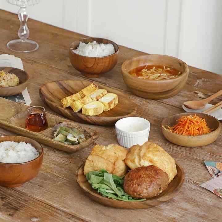 ウッド 食器 3連皿 2人 9点セット