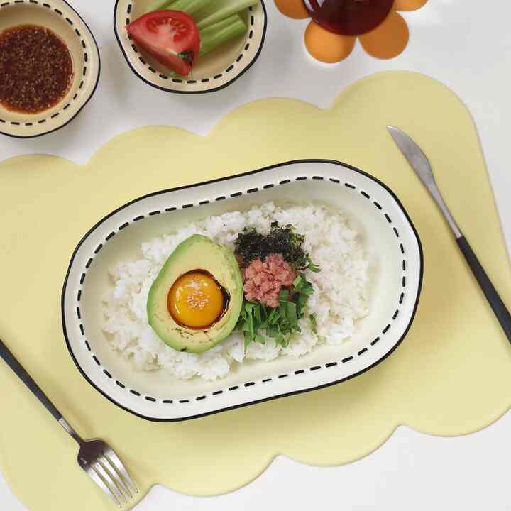 ブラック ステッチ オーバルボウル 25cm［3色］