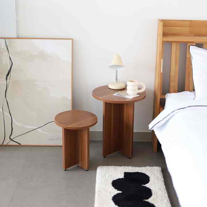 円形 ウッド サイドテーブル［2色・3サイズ］