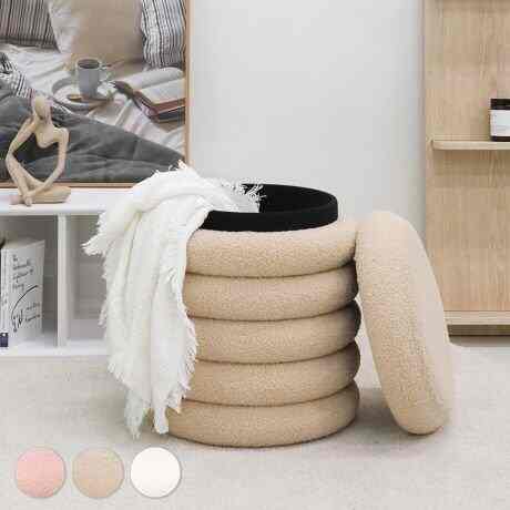 MACARON ブークレ 収納スツール［3色］