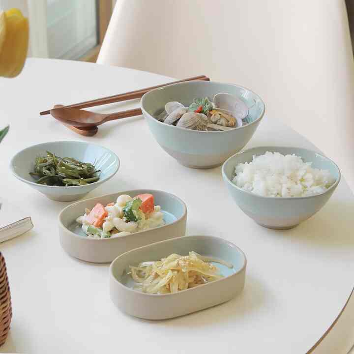 ブルーグレー 食器 1人 5点セット