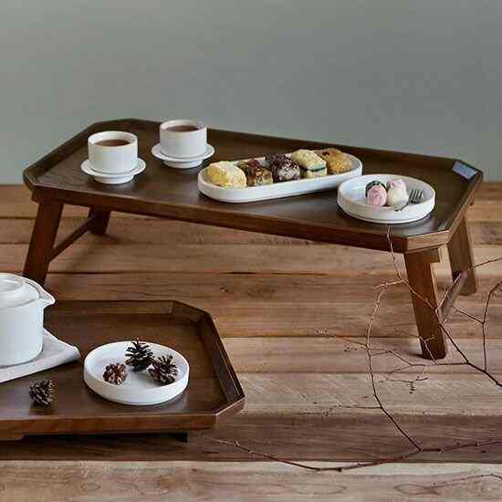 Woodin ウォールナット 折りたたみ ベッドトレイ S