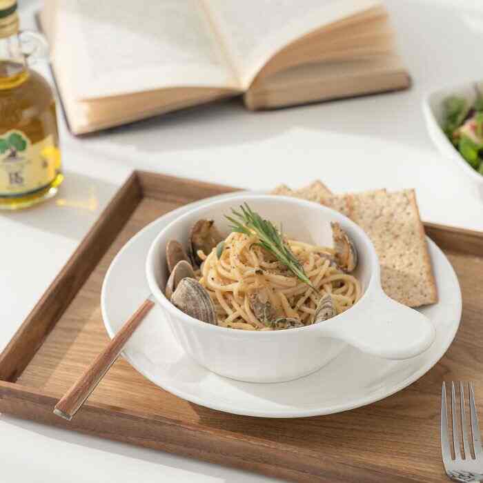 マイルド ホワイト 持ち手付き グラタン皿