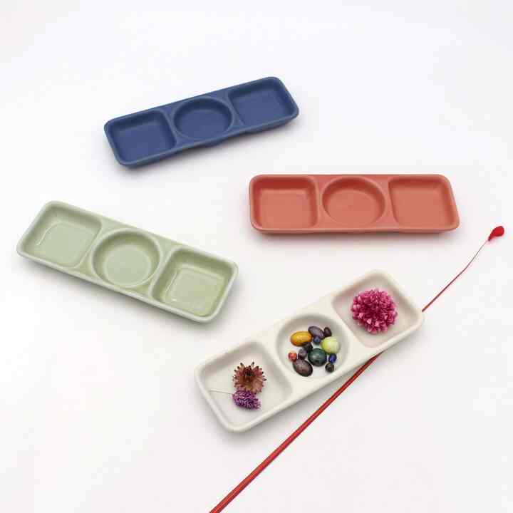 セラミック 三つ仕切り ソースボウル［9色］