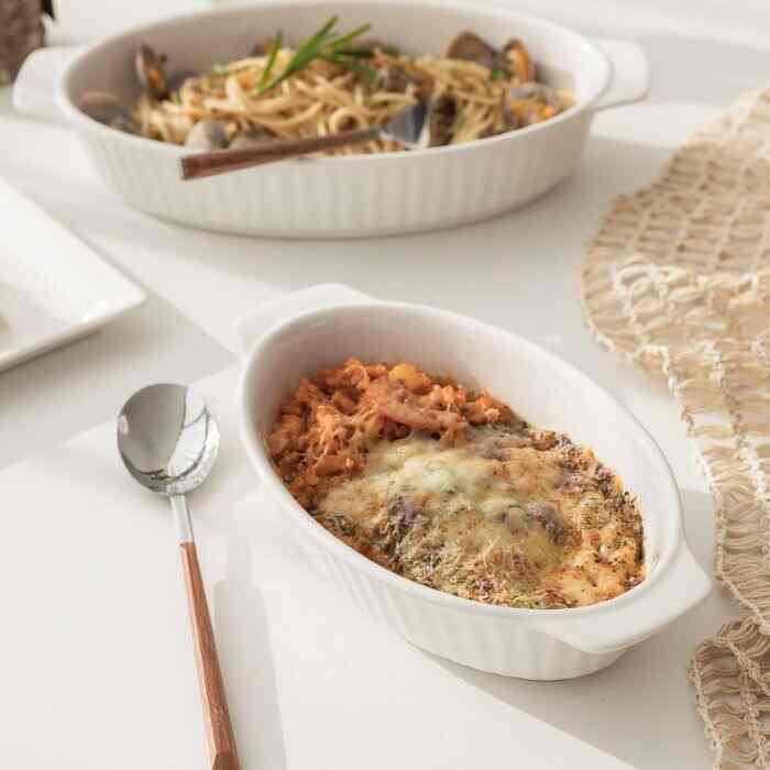 マイルド ホワイト オーバルグラタン皿 M