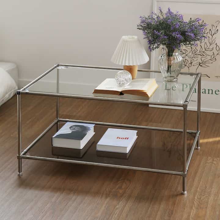 2段 モジュール ローテーブル 幅79x奥行52x高さ46cm［8色］