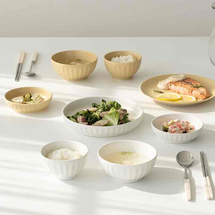 MILD マット 食器 2人 8点セット クリーム＆エッグ