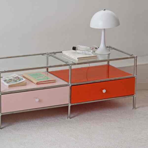 2段2列 モジュール テレビ台 520 引出し型 組み立て不要［6色］