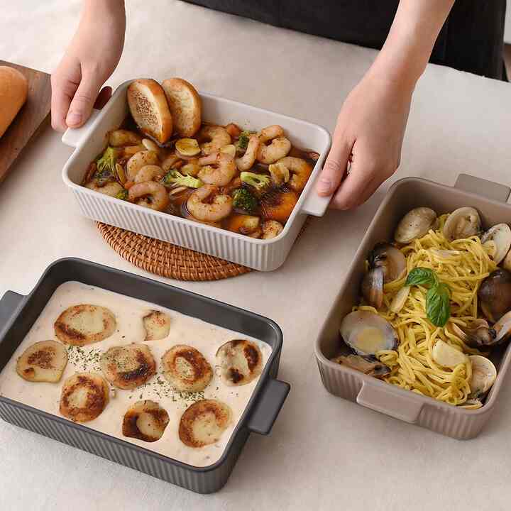 ONGAM 長方形 グラタン皿 2点セット［3色］