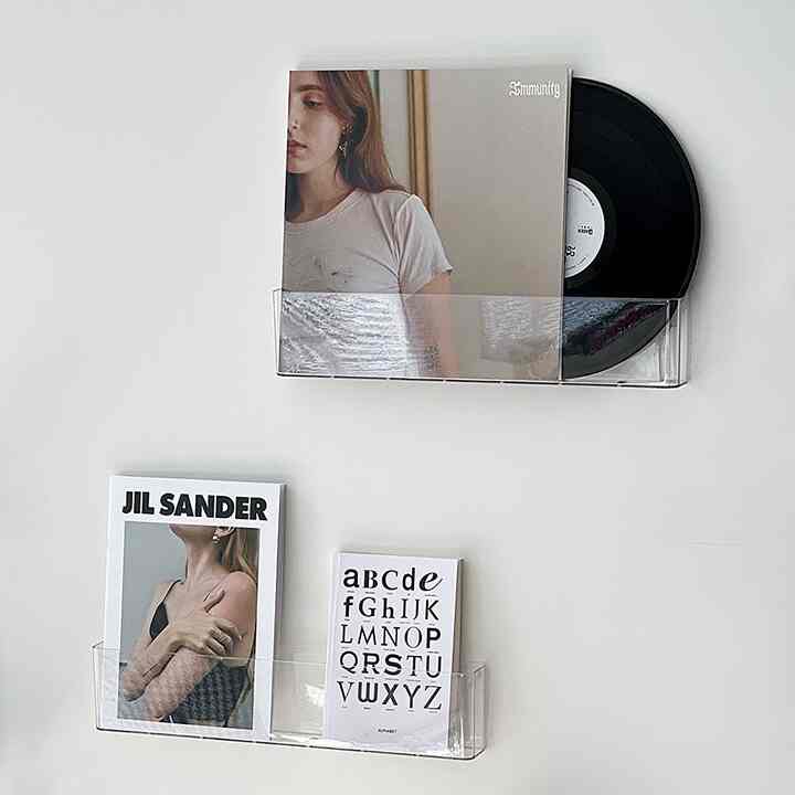 ネジなし クリア 壁掛け マガジンラック