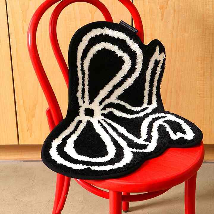 ブラック リボン ミニ ラグ