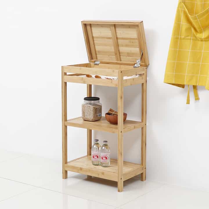 バンブー 収納付き サイドテーブル