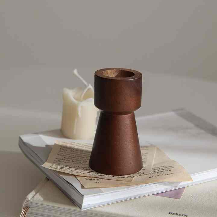 ウッド キャンドルホルダー ウォールナット ブラウン ワイド