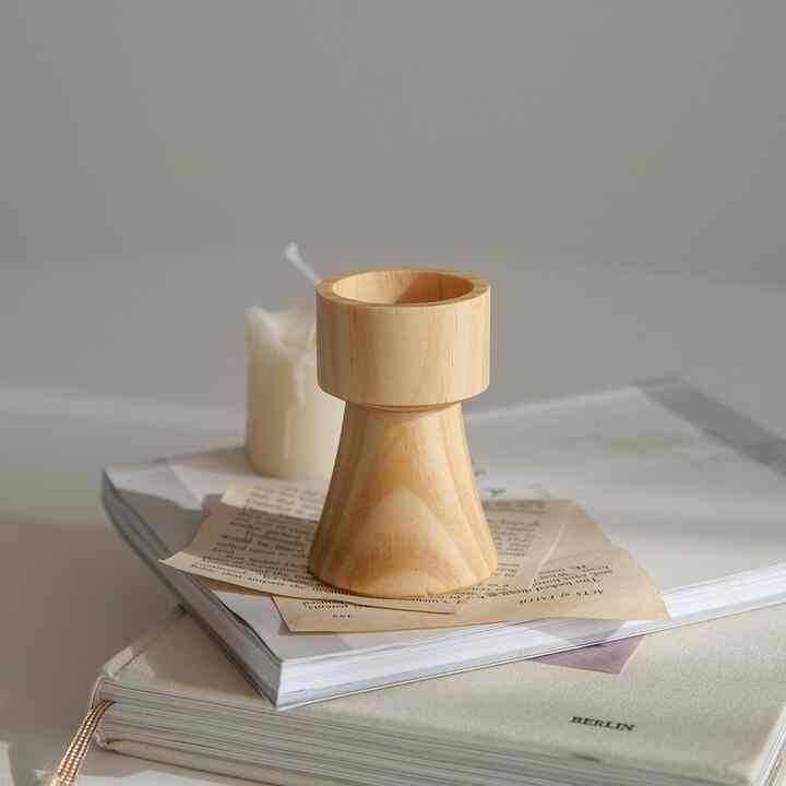 ウッド キャンドルホルダー ナチュラル ワイド