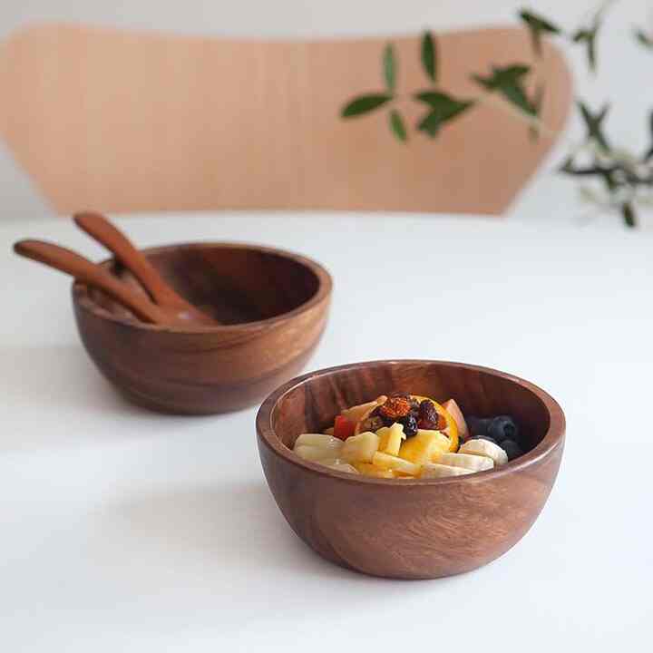 ウッド シリアルボウル＆スプーン 4点セット