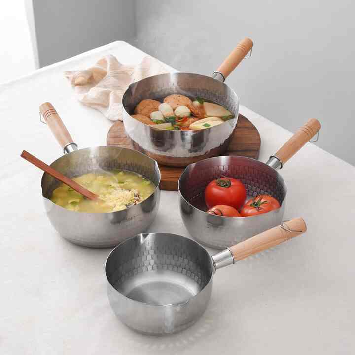 IH ステンレス 片手鍋 2点セット［4サイズ］