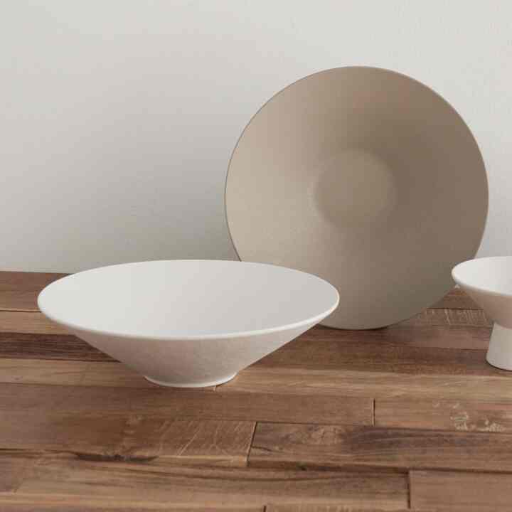 MILAN パスタボウル ホワイト＆ベージュ 2点セット