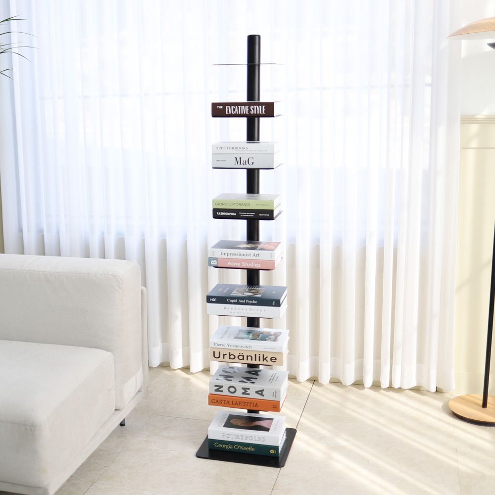 TREESTORE 回転式 ブックタワー 8段［3色］ ブラック イエロー