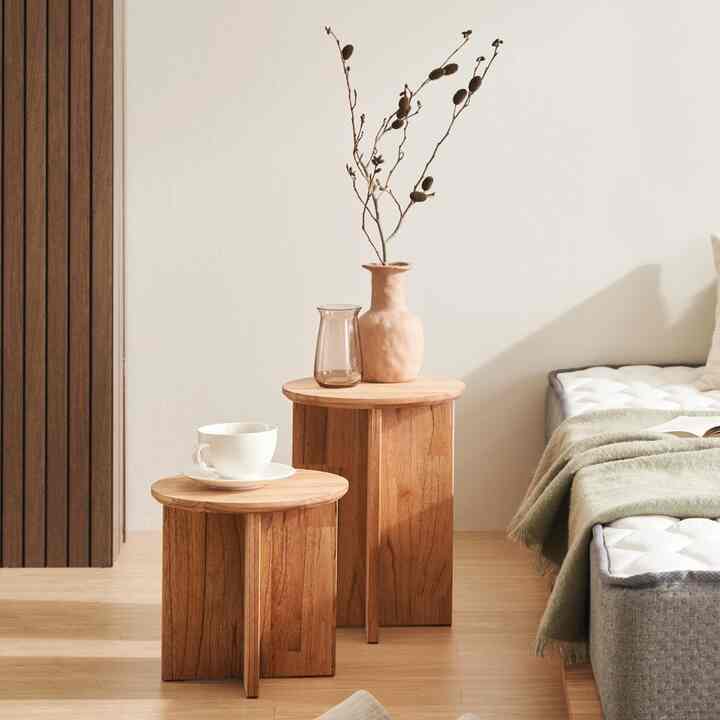 LOHAS ウッド 円形 サイドテーブル［3サイズ］