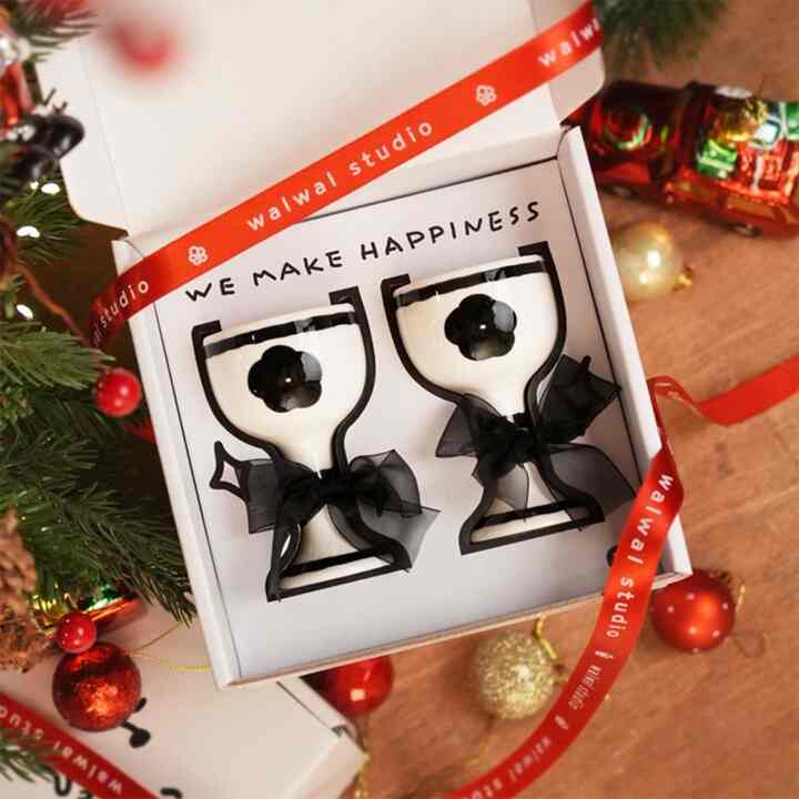 ドローイング フラワー ワイングラス 2点セット［2種］