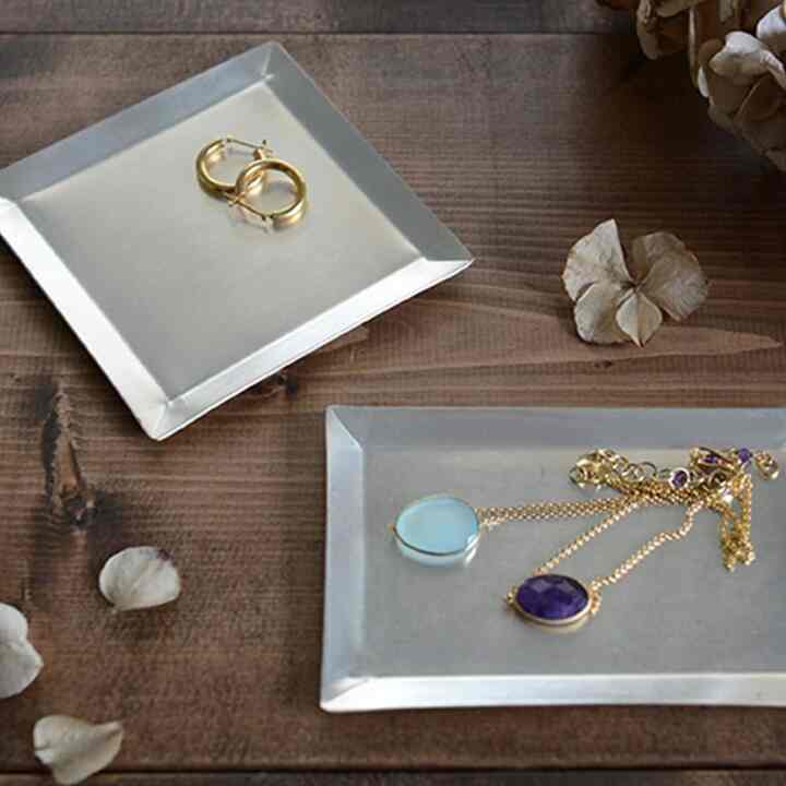 シルバー 四角 アクセサリートレイ［2種］