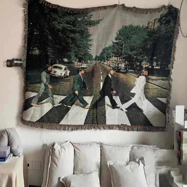 THE BEATLES アートブランケット タッセル付き