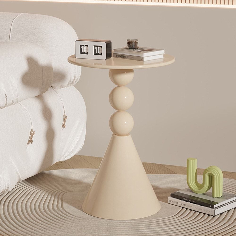 ミッドセンチュリー ラウンド サイドテーブル［2色］ ベージュ