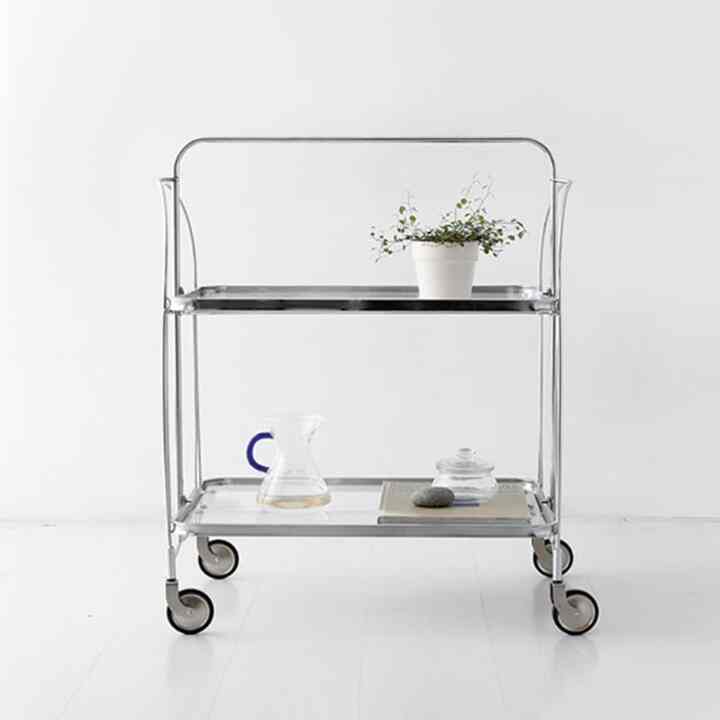 SIMPLI クリア 折りたたみ ワゴン ウェーブ ストッパー型［4色］