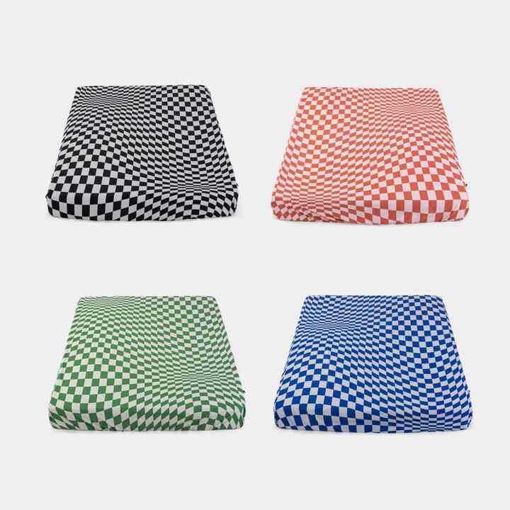 ウエーブ チェッカーボード ボックスシーツ［4色・2サイズ］