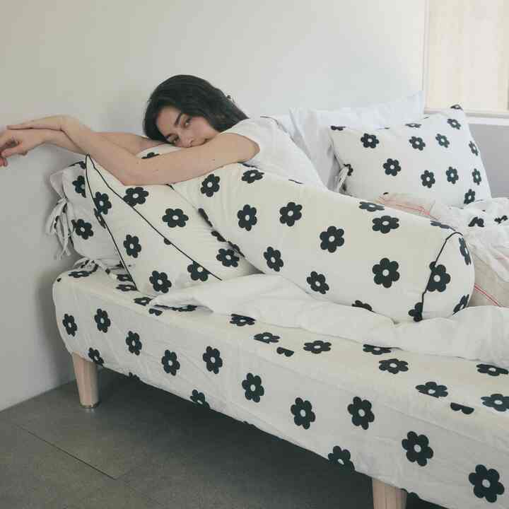 ブラック フラワー ボックスシーツ［3サイズ］