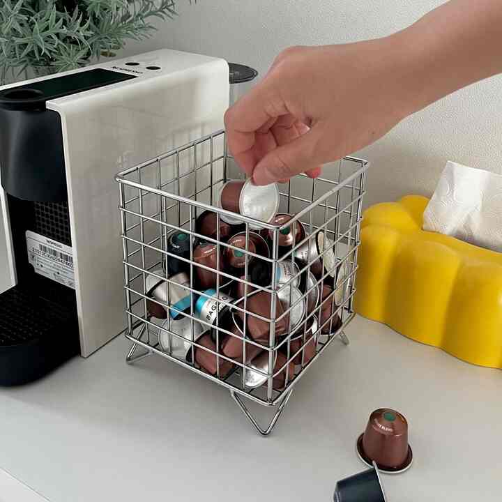 キューブ ワイヤ スチール バスケット［2色］