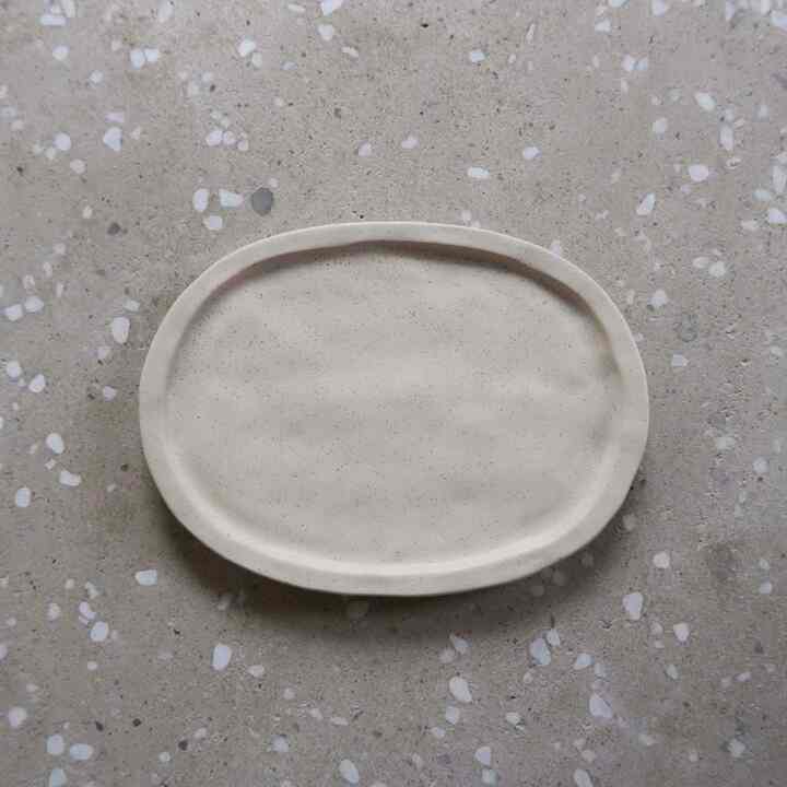 Ceramic Sand Oval Plate - Cream