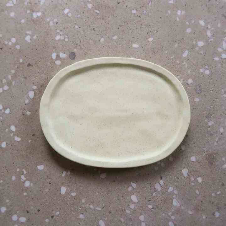 Ceramic Sand Oval Plate - Light Yellow