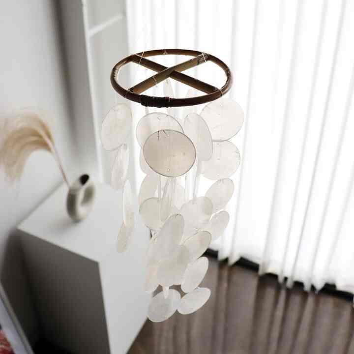 ラタン シェル モビール 1段 円形 ホワイト