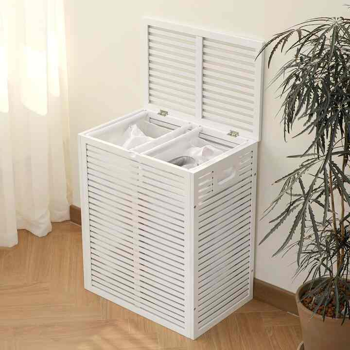 バンブー 2マス ランドリーバスケット［2色］