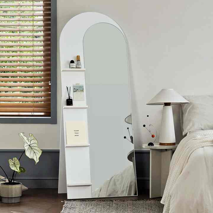 LUNA ラウンド 全身ミラー マガジンラック［2色］