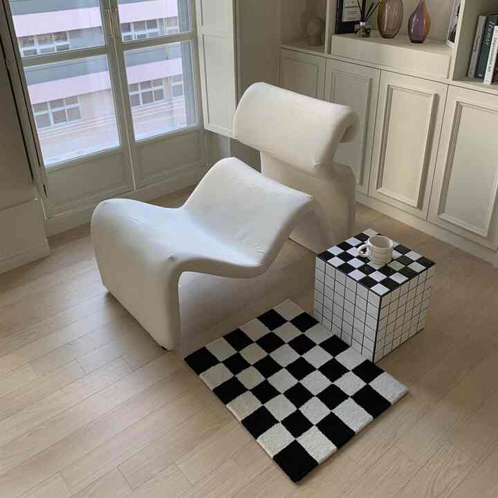 タフティング チェッカーボード ラグ［3色］