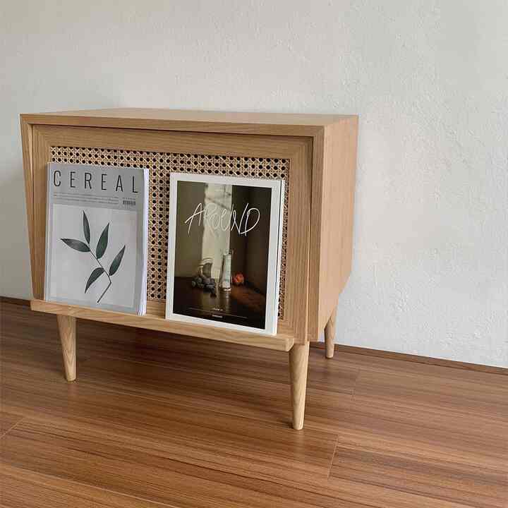 ケーン サイドテーブル 収納付き