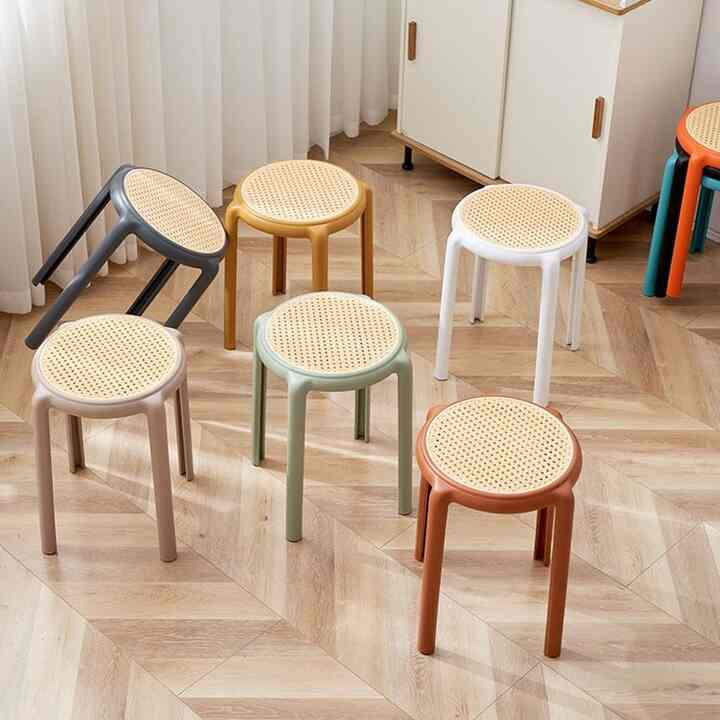 ラウンド ラタン風 スツール ［5色］